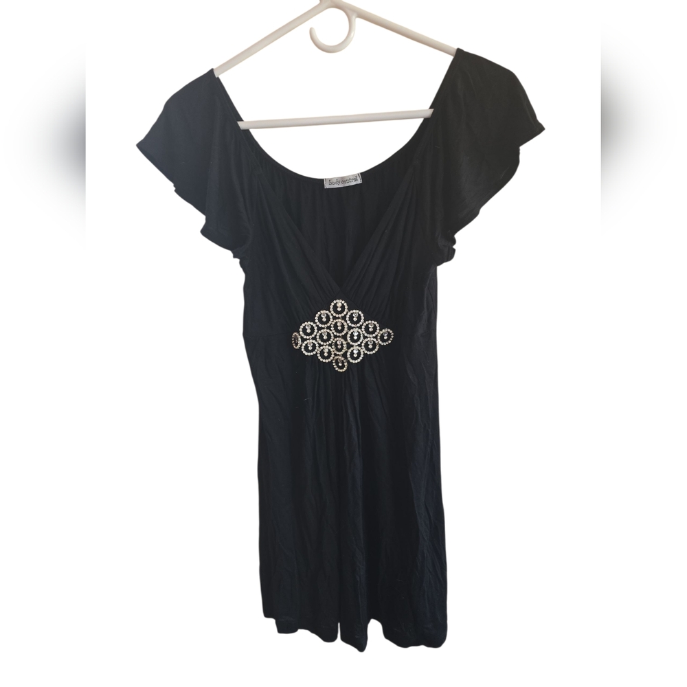 Body Central Black Blouse with Embellished Detail